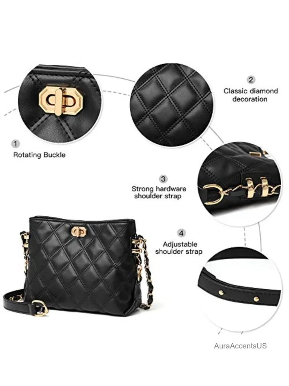 PU Leather Crossbody Bag Lightweight Handbag Shoulder Purse
